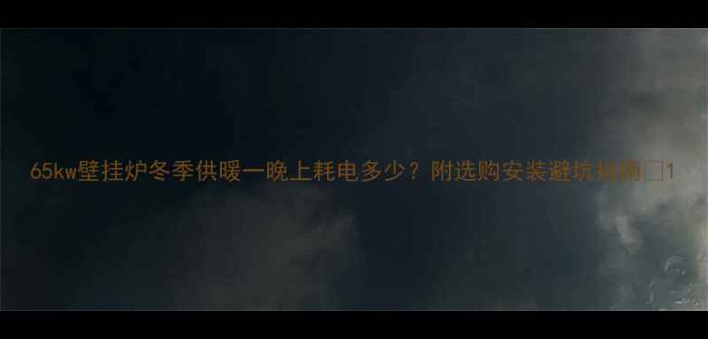 65kw壁挂炉冬季供暖一晚上耗电多少附选购安装避坑指南