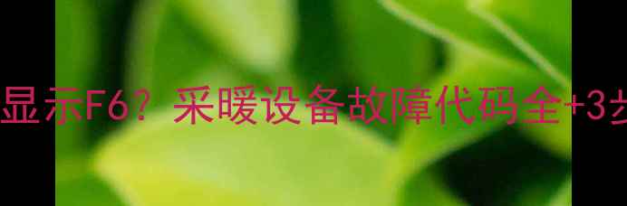 图片 HIQ燃气壁挂炉显示F6？采暖设备故障代码全+3步速查维修指南