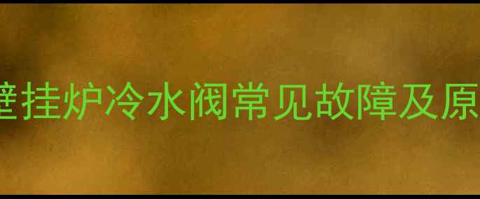 Navien壁挂炉冷水阀常见故障及原因分析