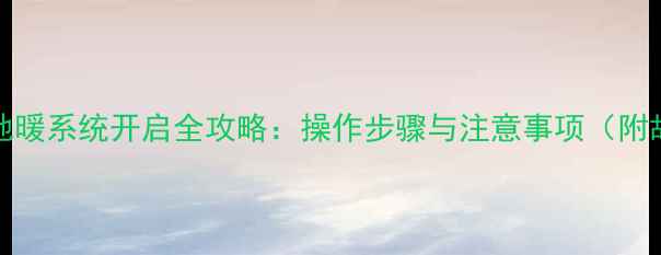 图片 Wellant壁挂炉地暖系统开启全攻略：操作步骤与注意事项（附故障排除指南）1