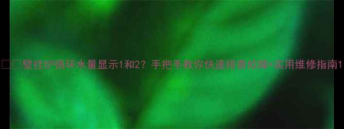 壁挂炉循环水量显示1和2手把手教你快速排查故障实用维修指南