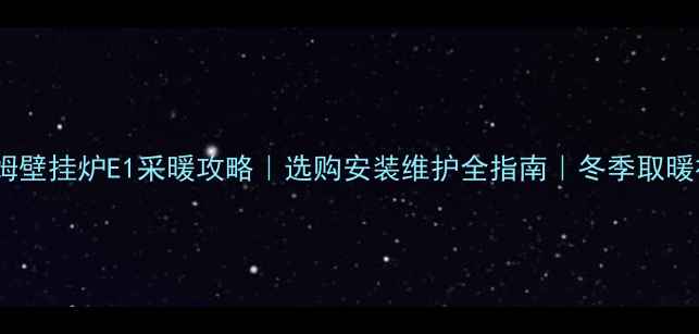 凯姆壁挂炉E1采暖攻略选购安装维护全指南冬季取暖神器