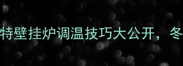 图片 ❄️超全指南！创尔特壁挂炉调温技巧大公开，冬季供暖省气又省钱！