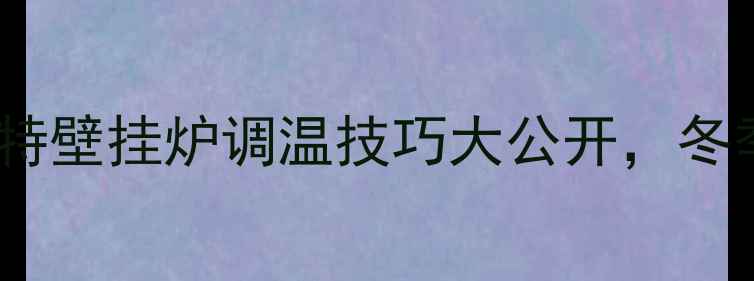 图片 ❄️超全指南！创尔特壁挂炉调温技巧大公开，冬季供暖省气又省钱！1