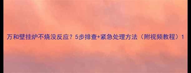 万和壁挂炉不烧没反应5步排查紧急处理方法附视频教程