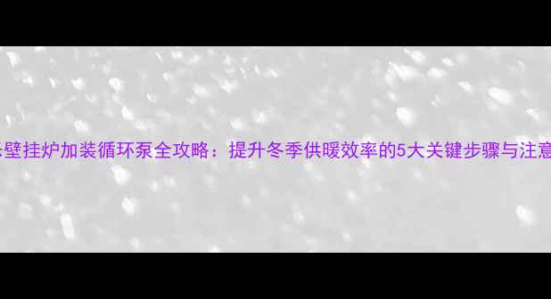 图片 万家乐壁挂炉加装循环泵全攻略：提升冬季供暖效率的5大关键步骤与注意事项1