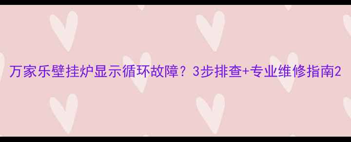 图片 万家乐壁挂炉显示循环故障？3步排查+专业维修指南2