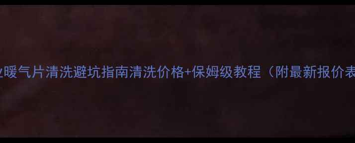 专业暖气片清洗避坑指南清洗价格保姆级教程附最新报价表