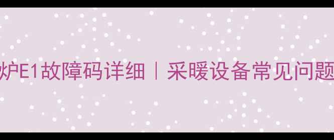 图片 东原壁挂炉E1故障码详细｜采暖设备常见问题图文教程