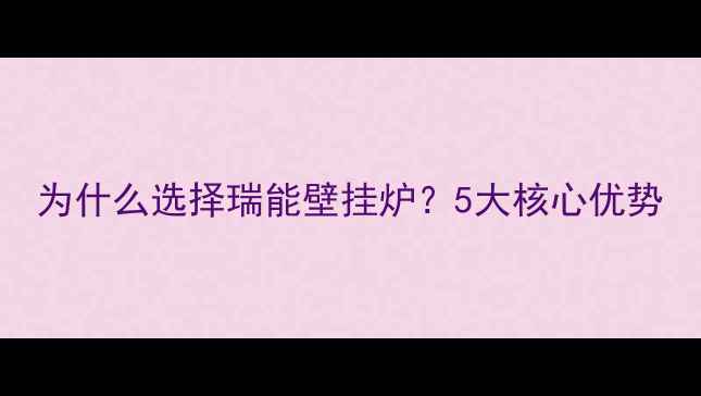 图片 为什么选择瑞能壁挂炉？5大核心优势