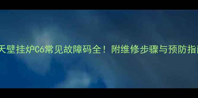 图片 乐天壁挂炉C6常见故障码全！附维修步骤与预防指南2