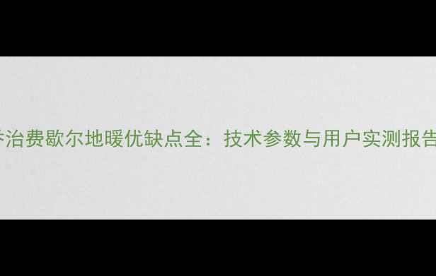 图片 乔治费歇尔地暖优缺点全：技术参数与用户实测报告2