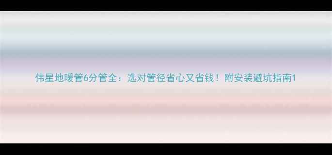 图片 伟星地暖管6分管全：选对管径省心又省钱！附安装避坑指南1