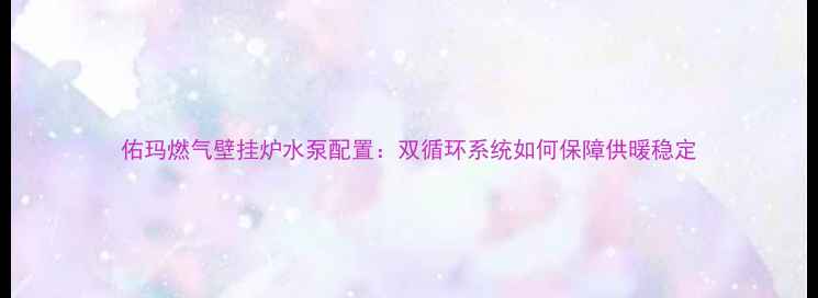 图片 佑玛燃气壁挂炉水泵配置：双循环系统如何保障供暖稳定