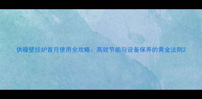 图片 供暖壁挂炉首月使用全攻略：高效节能与设备保养的黄金法则2