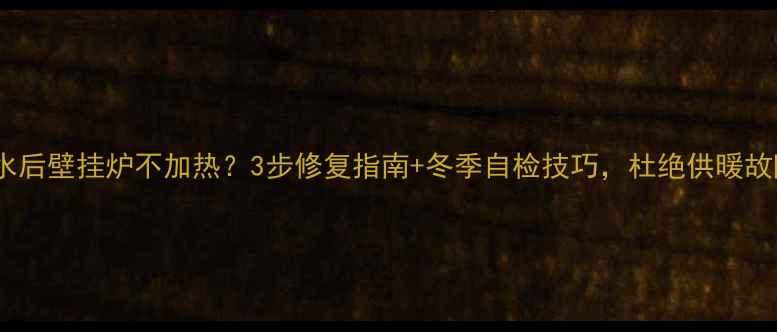 停水后壁挂炉不加热3步修复指南冬季自检技巧杜绝供暖故障