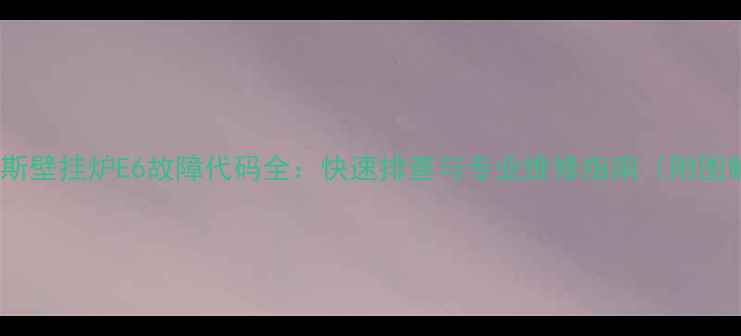 图片 冈底斯壁挂炉E6故障代码全：快速排查与专业维修指南（附图解）1