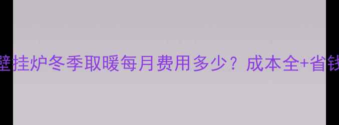 农村壁挂炉冬季取暖每月费用多少成本全省钱攻略