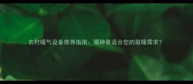 农村暖气设备推荐指南哪种最适合您的取暖需求