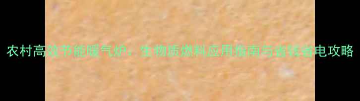 图片 农村高效节能暖气炉：生物质燃料应用指南与省钱省电攻略