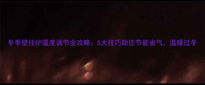 冬季壁挂炉温度调节全攻略5大技巧助您节能省气温暖过冬