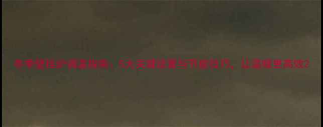 图片 冬季壁挂炉调温指南：5大关键设置与节能技巧，让温暖更高效2