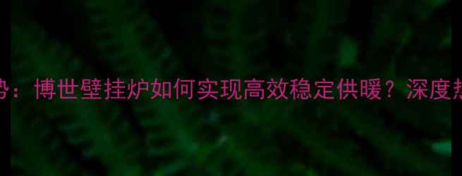 图片 冬季采暖新趋势：博世壁挂炉如何实现高效稳定供暖？深度热效率与能效比
