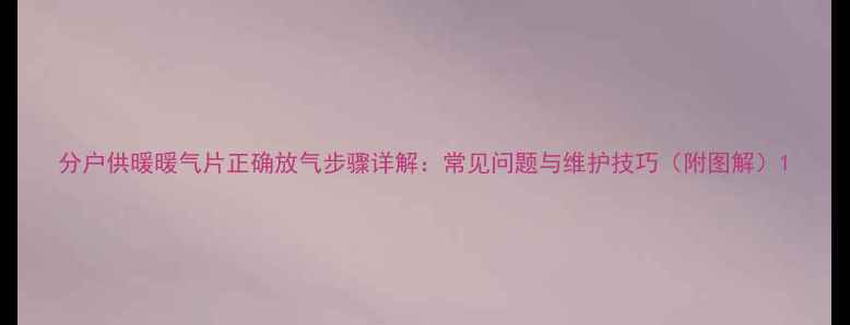 分户供暖暖气片正确放气步骤详解常见问题与维护技巧附图解