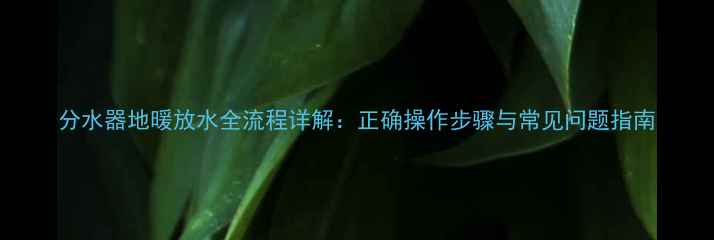 图片 分水器地暖放水全流程详解：正确操作步骤与常见问题指南