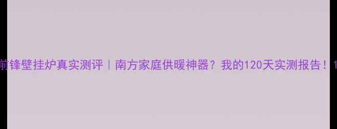 前锋壁挂炉真实测评南方家庭供暖神器我的120天实测报告