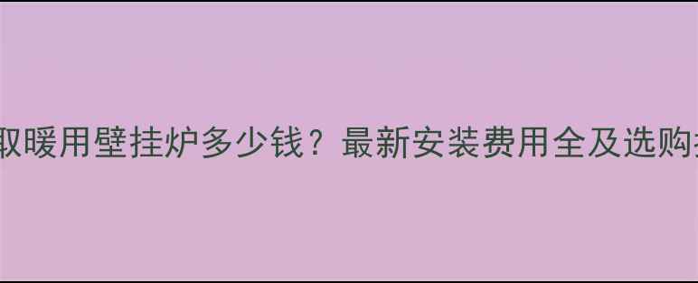图片 北京取暖用壁挂炉多少钱？最新安装费用全及选购指南2