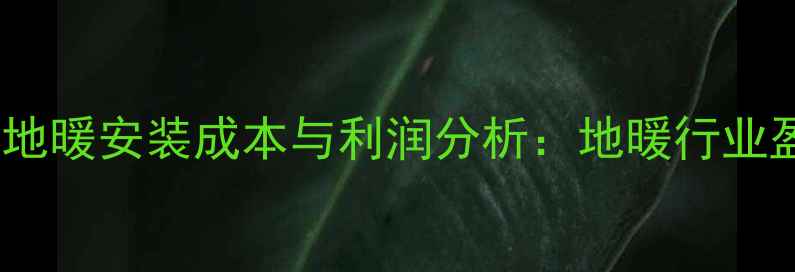 图片 北京约克地暖安装成本与利润分析：地暖行业盈利指南1
