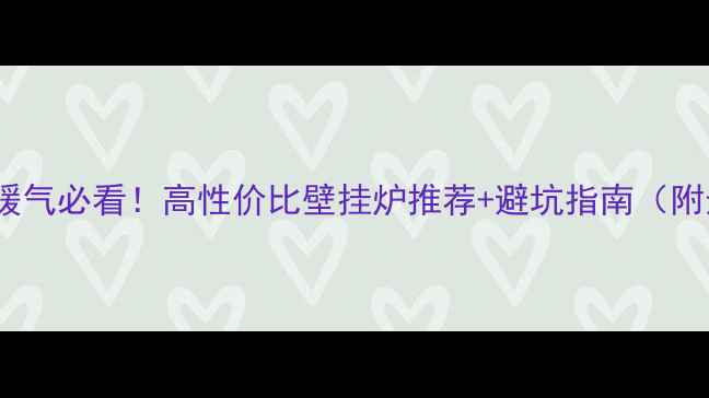 图片 北方家庭装暖气必看！高性价比壁挂炉推荐+避坑指南（附选购清单）1