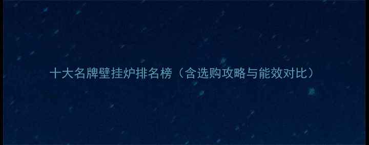 图片 十大名牌壁挂炉排名榜（含选购攻略与能效对比）