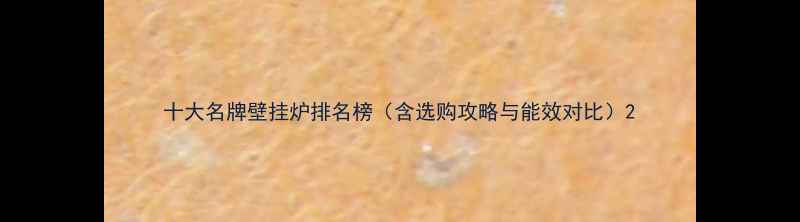 十大名牌壁挂炉排名榜含选购攻略与能效对比
