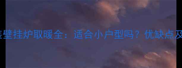 单元楼安装壁挂炉取暖全适合小户型吗优缺点及选购指南