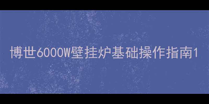 图片 博世6000W壁挂炉基础操作指南1