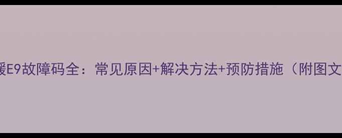 图片 博世地暖E9故障码全：常见原因+解决方法+预防措施（附图文教程）2