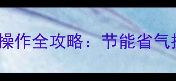 图片 博世壁挂炉智能模式操作全攻略：节能省气技巧与故障排除指南2