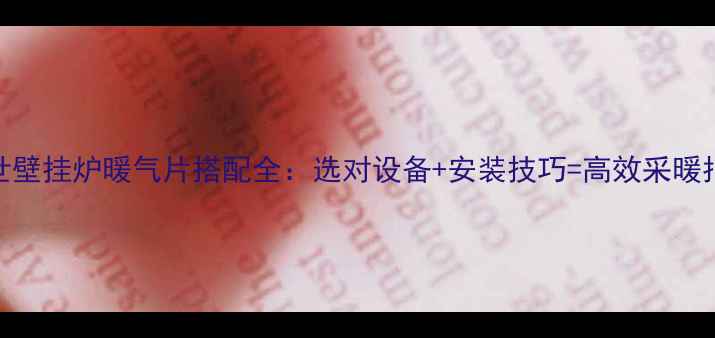 图片 博世壁挂炉暖气片搭配全：选对设备+安装技巧=高效采暖指南
