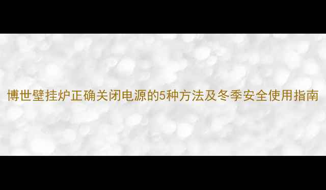 图片 博世壁挂炉正确关闭电源的5种方法及冬季安全使用指南