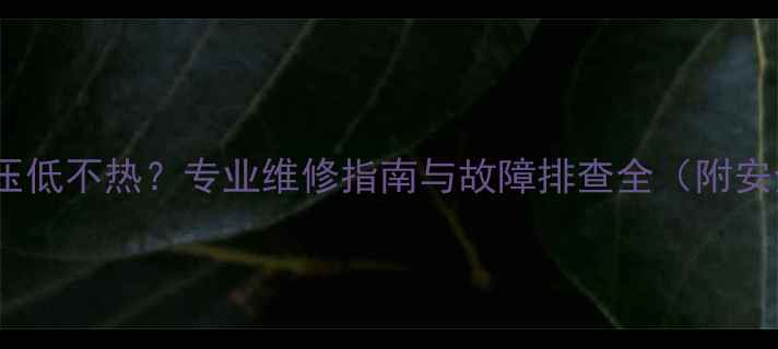 博世壁挂炉水压低不热专业维修指南与故障排查全附安全操作手册