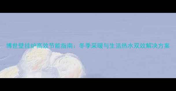 博世壁挂炉高效节能指南冬季采暖与生活热水双效解决方案