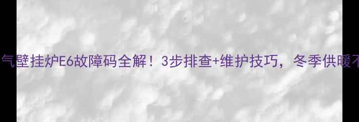博士燃气壁挂炉E6故障码全解3步排查维护技巧冬季供暖不翻车