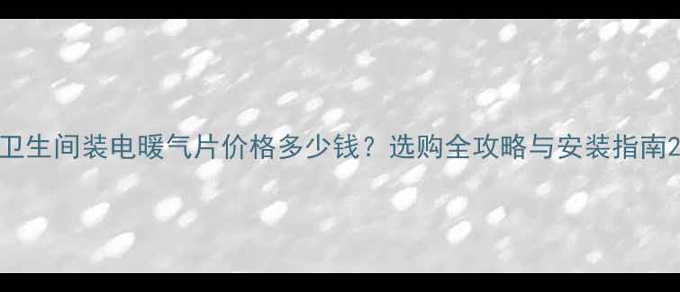 卫生间装电暖气片价格多少钱选购全攻略与安装指南