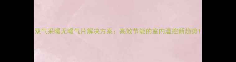 图片 双气采暖无暖气片解决方案：高效节能的室内温控新趋势1