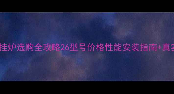图片 史密斯26壁挂炉选购全攻略26型号价格性能安装指南+真实用户口碑1