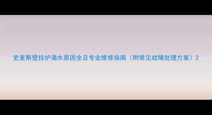 图片 史麦斯壁挂炉滴水原因全及专业维修指南（附常见故障处理方案）2