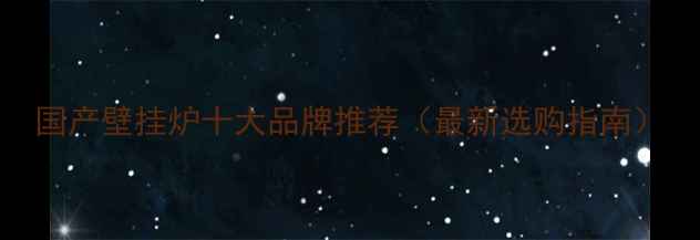 图片 国产壁挂炉十大品牌推荐（最新选购指南）