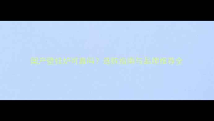 国产壁挂炉可靠吗选购指南与品牌推荐全